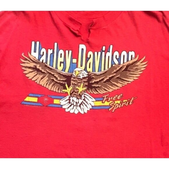 Vintage Harley Davidson JAX FLA Free Spirit Eagle XL Red Michaels Cycle Service - Picture 1 of 10